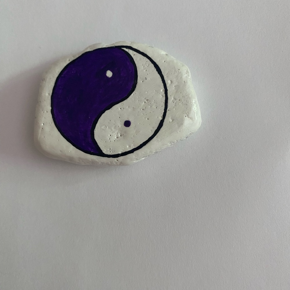 Hand painted purple yin Yang symbol magnet